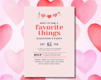 Galentines Day brunch invitation template, editable galentines party invitation, friends valentine's day invite, favorite things invitation