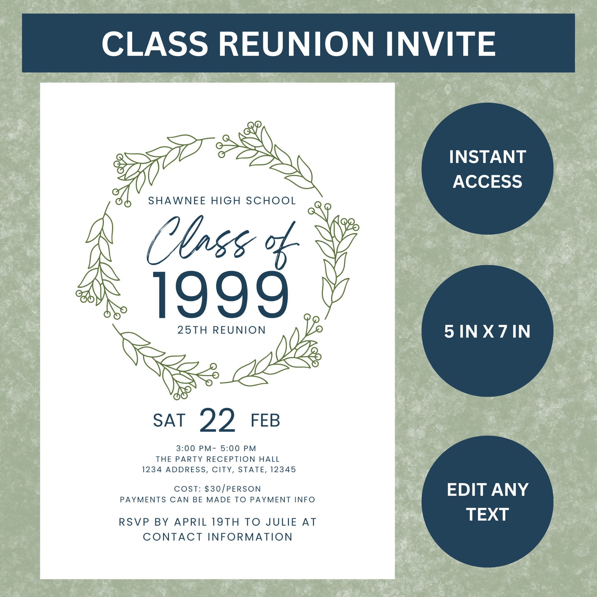 Class Reunion Invitation Template, High School Reunion, College Reunion ...