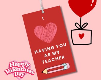 Valentinstag Lehrer Anhänger. Druckbare Geschenkanhänger für Valentinstag. Druckbares PDF. Sofort Download. Valentinstag Anhänger. Anerkennung durch den Lehrer