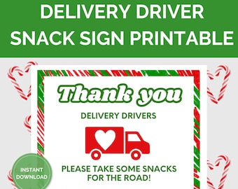 Delivery Driver Snack Sign Printable, Delivery Driver Thank You Sign ...