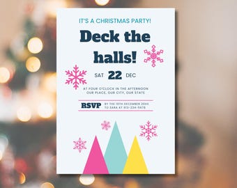 Work Christmas Party Invitation, Corporate Holiday Party Invitation, Christmas Tree Invite, Digital Download Template, Printable Invite