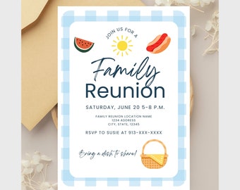 Editable Family Reunion Invitation | Family Picnic Invitation | Summer Picnic | Family Reunion Invitation Template | Family Bbq