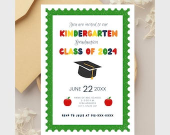 Editable Preschool Graduation Invitation, PreK Announcement Party Invite, Preschool Electronic Template, Editable Printable Template, 2024