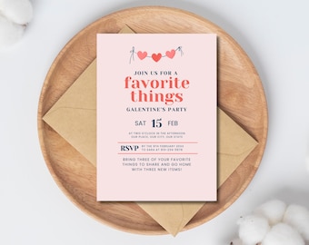 Galentines Day brunch invitation template, editable galentines party invitation, friends valentine's day invite, favorite things invitation