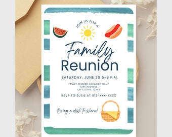 Editable Family Reunion Invitation | Family Picnic Invitation | Summer Picnic | Family Reunion Invitation Template | Family Bbq