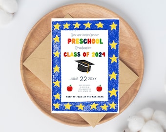 Vorschulabschluss, Kindergarten-Party einladen, Abschlussfeier-Einladung, Schulabschluss-Einladung, Kindergarten-Abschluss, Klasse von 2024