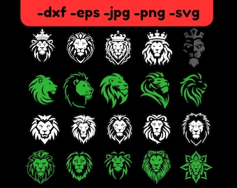 Paquete SVG de cabeza de león real: Clipart de rey león con corona (descarga digital)