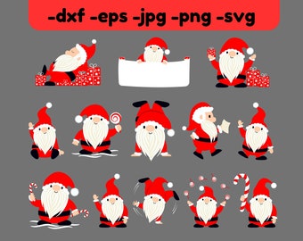 Paquete SVG de gnomo navideño divertido: Clipart navideño (descarga digital)