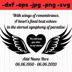 Memorial Angel Wings SVG: Personalized Remembrance Design (Digital Download)
