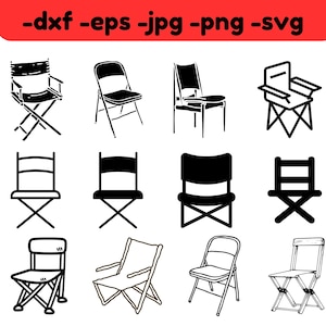 Pacote de cadeira dobrável de metal svg png clip art Download digital Arquivo de corte para sublimação de silhueta Cricut, download instantâneo de cadeira para arquivo de corte