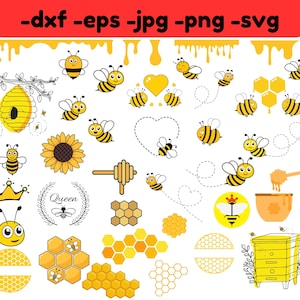 Bee 37 SVG bundel, Bee Svg, Bee Png, honingraat Svg, Bee Hive Svg, Honey Bee Svg, Queen Bee Svg, Bumble Bee Svg, Bee Clipart, schattige Bee Svg