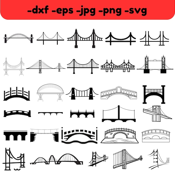 Bridge SVG Bundle: Bridge Clipart, Cut Files (Digital Download)