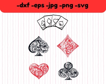 Playing Card Suits SVG: Poker Game Clipart (Digital Download)