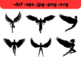Alas de ángel: archivos vectoriales SVG, PNG y DXF (descarga digital)