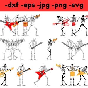 Musician Skeletons SVG: Funny Halloween Clipart (Digital Download)