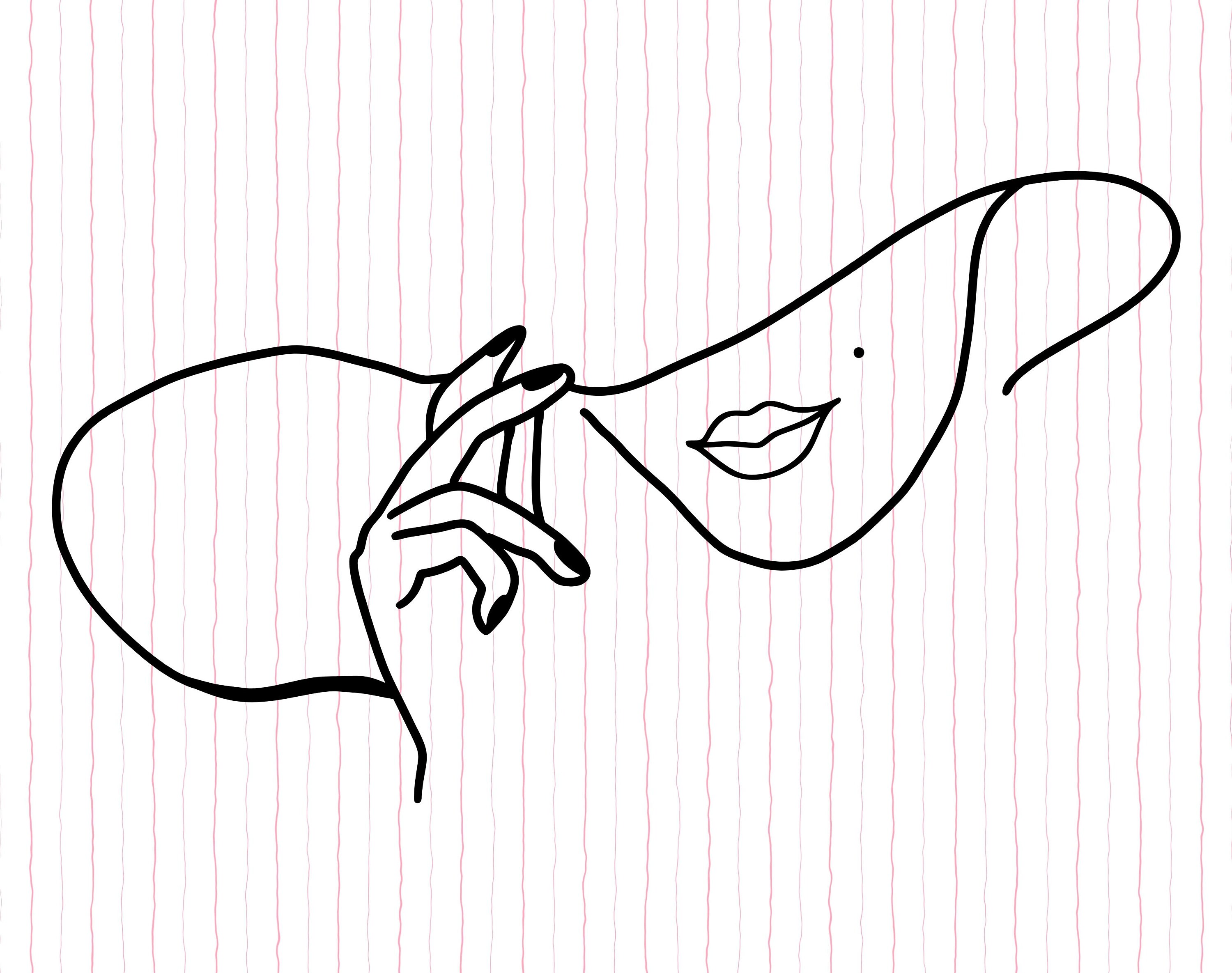 Floral Face 27 Svg, Line Art Face Svg, Woman Face Svg, Floral Woman