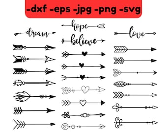 Flecha Boho SVG: Archivos de corte de flechas tribales de corazón (descarga digital)