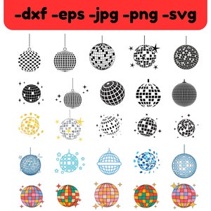 Disco ball 25 svg, dxf, eps, jpg, png clipart instant download, mirror ball svg, disco ball cricut, disco cut file, disco digital download