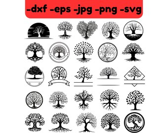 Paquete SVG de árbol genealógico: Diseño de raíces, archivos de corte Cricut (descarga digital)