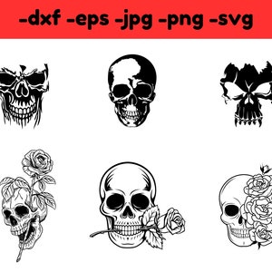 Schädel svg, dxf, eps, jpg, png sofortiger download, Schädel Vektor, Schädel Kopf svg, Schädel Bundle svg, Schädel floral svg, Knochen svg digitaler download