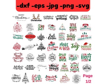 クリスマス SVG バンドル: ホリデー 引用句とクリップ アート (デジタル ダウンロード)