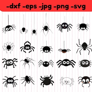 Halloween Spider svg dxf eps jpg png 21 bundle instant download, Spider vector clipart cut files for circut silhouette digital download file