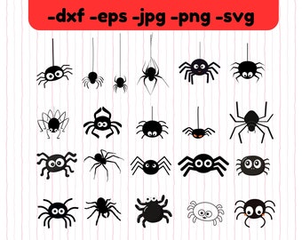 Halloween Spider svg dxf eps jpg png 21 bundle instant download, Spider vector clipart cut files for circut silhouette digital download file