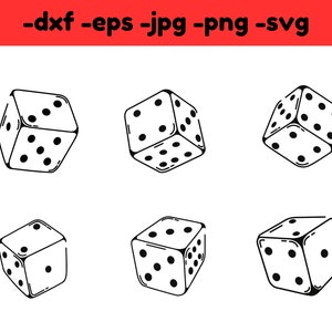 Würfel Vektor ClipArt svg png eps png dxf digitaler download, cutfile Kontur Cricut schneidedateien sofortiger download png rollende Würfel svg png