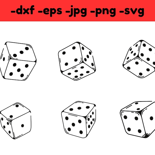 Dice vector clip art svg png eps png dxf digital download, cutfile silhouette cricut cutting files instant download png rolling dice svg png