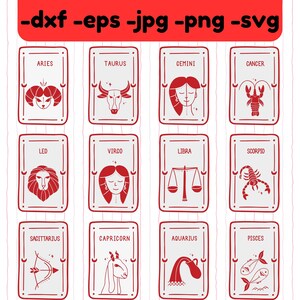 Zodiaco SVG, Segno zodiacale SVG, Costellazione in formato SVG, Astrologia in formato SVG, Simboli zodiacali in formato SVG, Tutti i 12 segni zodiacali in formato SVG, File di taglio per Cricut, Silhouette