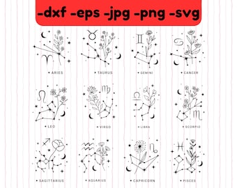 SVG de flor del mes del zodíaco: Clipart de flor de nacimiento (descarga digital)