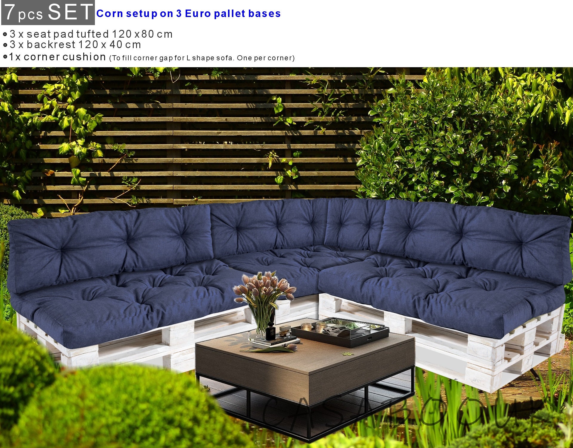 Euro Pallet Cushions Garden Outdoor indoor Set Garden Sofa Seat Back Pad Navy Etsy