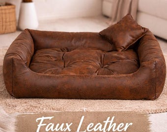 Letto per cani in similpelle fatto a mano: morbido, caldo e confortevole, opzione personalizzata