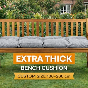 Custom Size Outdoor Garden Bench Cushion – Tufted Quilted Seat Pad, Outdoor Cushions