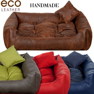 Delux ECO LEATHER Dog bed handmade soft warm comfy Extra LARGE up to 130cm