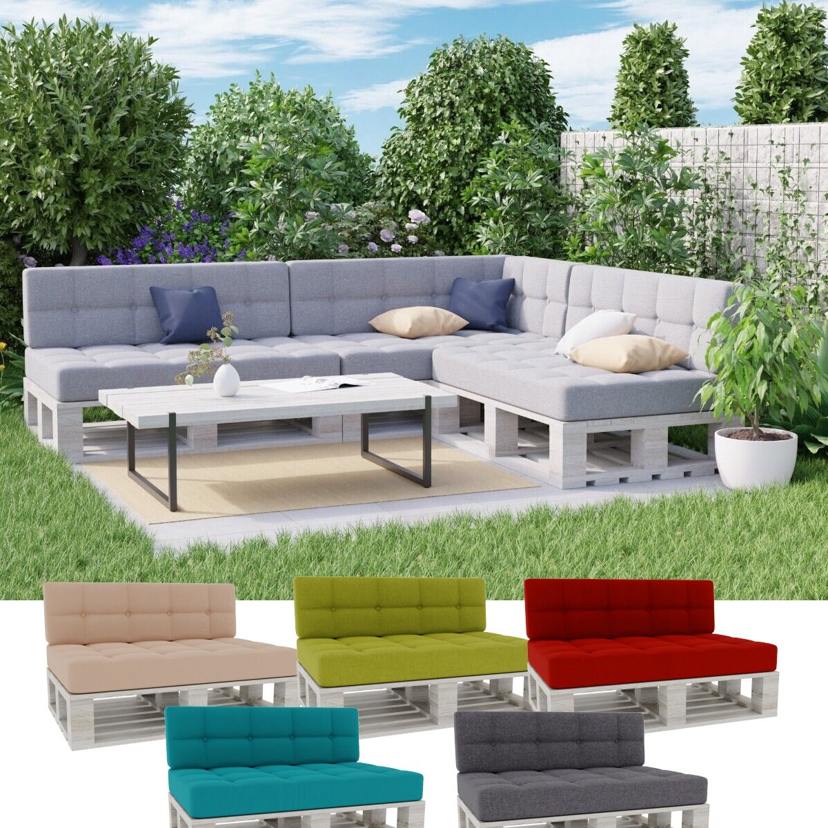 Elegant Pallet Cushions, replacement pallet sofa cushion, Seating foam pad & backrest PFG1 - custom size