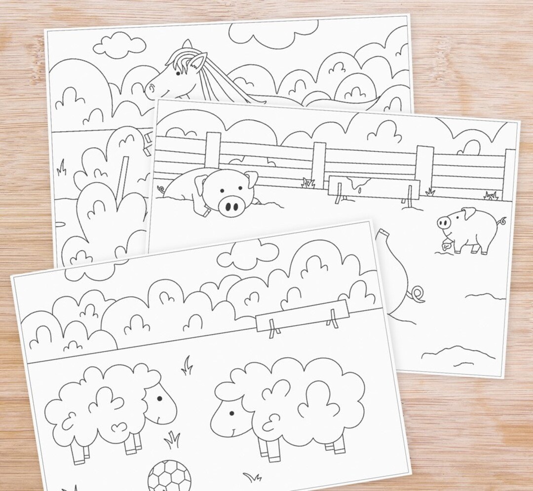 Farm Animal Colouring Set Etsy UK