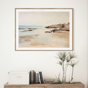 Muted Beach Print, Coastal Painting Downloadable Print , Ocean Wall Art, Modern Aesthetic, Minimalist Beach Print, Ocean Print Coastline image 3