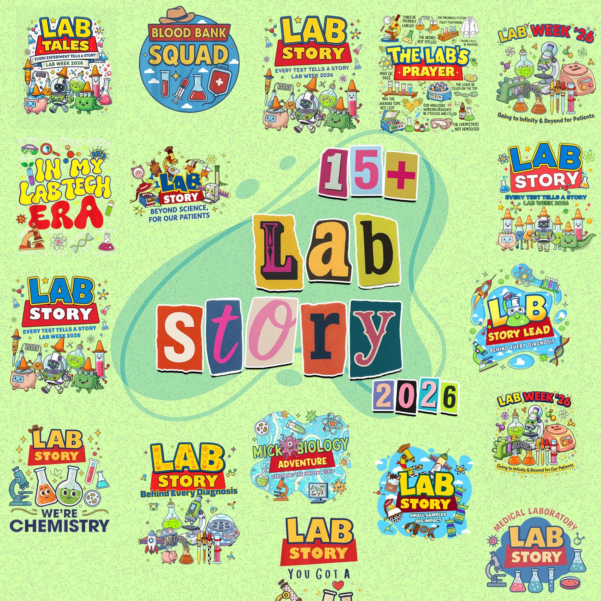 15+ Lab Story Bundle PNG, Lab Week 2026 Gruppen-Shirt, Medizinische ...