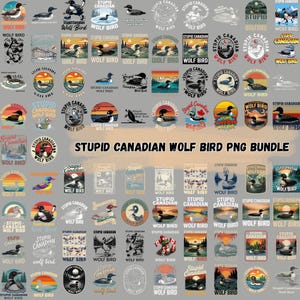 Dum kanadensisk vargfågel PNG-paket – Rolig djurmeme-konst PNG, digital nedladdning av internethumor