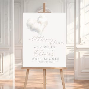A Little Piece Of Heaven Baby Shower Willkommensschild, Verträumtes Baby Shower Willkommen Poster, Wolke 9 Danke Himmel Baby Shower Willkommensschild BS64