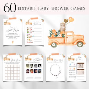 Little Cutie Orange Baby Shower Games Bundle, Editable Summer Citrus Baby Shower Games, Printable A Little Cutie Shower Games Bundle BS180