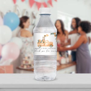 Little Cutie Orange Baby Shower Water Bottle Label, Editable Summer Citrus Water Bottle Template, Little Cutie Baby Shower Decor BS180