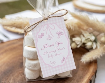 Locally Grown Baby Shower Favor Tags, Personalized Thank You Labels for Girl Party Decorations BS246