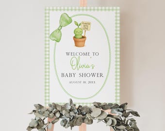 Little Sprout Baby Shower Welcome Sign, Editable Template for DIY Decor, Gender Neutral, Instant Download BS4