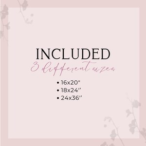 text that reads "INCLUDED 3 different aza" along with dimensions for different sizes of the included aza.