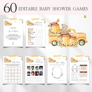 A Little Honey Bee Baby Shower Games Bundle, Editable Gender Neutral Bee Baby Shower Games, Honey Bee Baby Shower Bingo Activity Games BS181