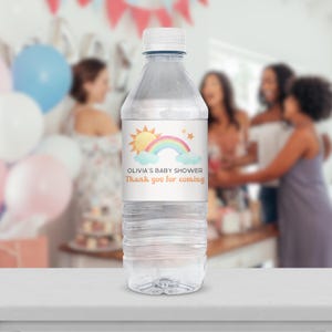 Etichetta per bottiglia d'acqua per baby shower "Here Comes The Son", etichetta modificabile per bottiglia d'acqua per baby shower "Retro Sunshine", decorazione per baby shower "Boy Sonshine" BS92