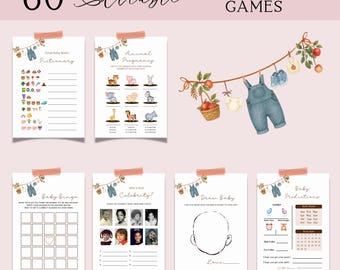 Apple Of Our Eye Boy Baby Shower Games Bundle, Editable Fall Apple Baby Shower Games Template, Autumn Fruits Baby Shower Decor BS193