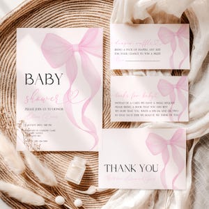Aquarell Rosa Bogen-Babyparty-Einladung für Mädchen Bundle, bearbeitbare Rosa Kokette Bögen Mädchen-Babyparty-Einladung Canva Template Set BS115